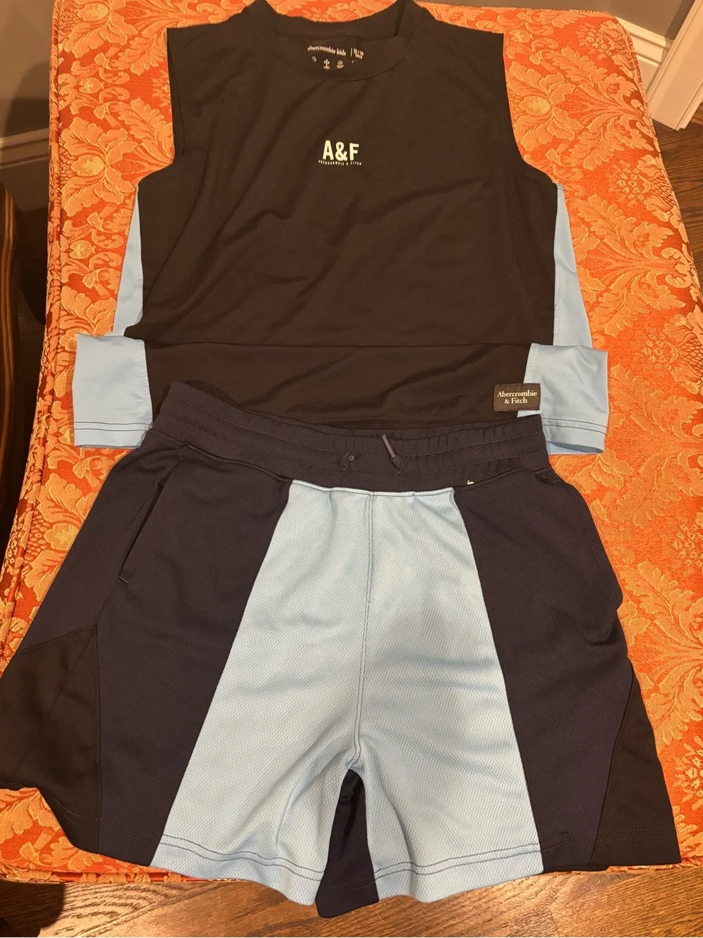 Abercrombie & Fitch Kids Black and Light Blue Athletic Matching Set